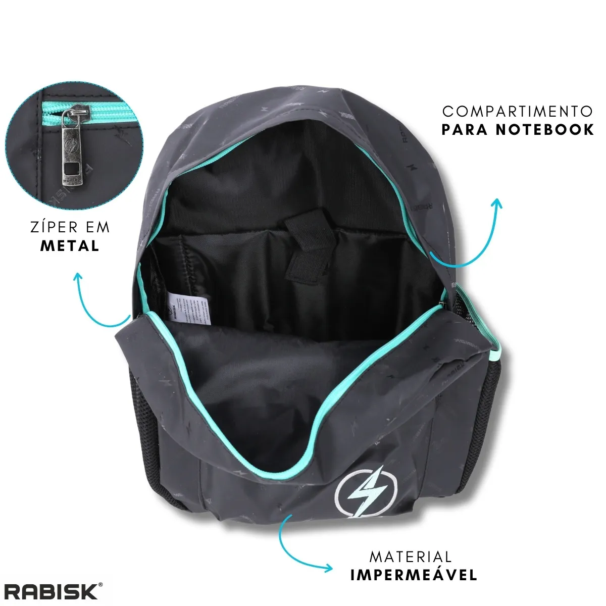 Mochila Casual Escolar Juvenil Emborrachada Impermeável PVC+CANVAS Rabisk